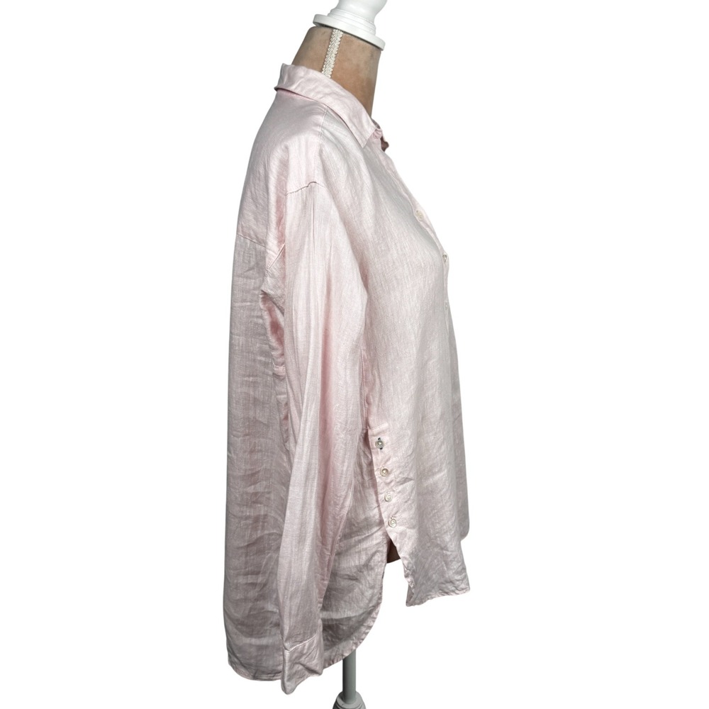 J McLaughlin Linen Shirt Womens Size S Popover Pink Long Sleeve Casual Top - Picture 7 of 15